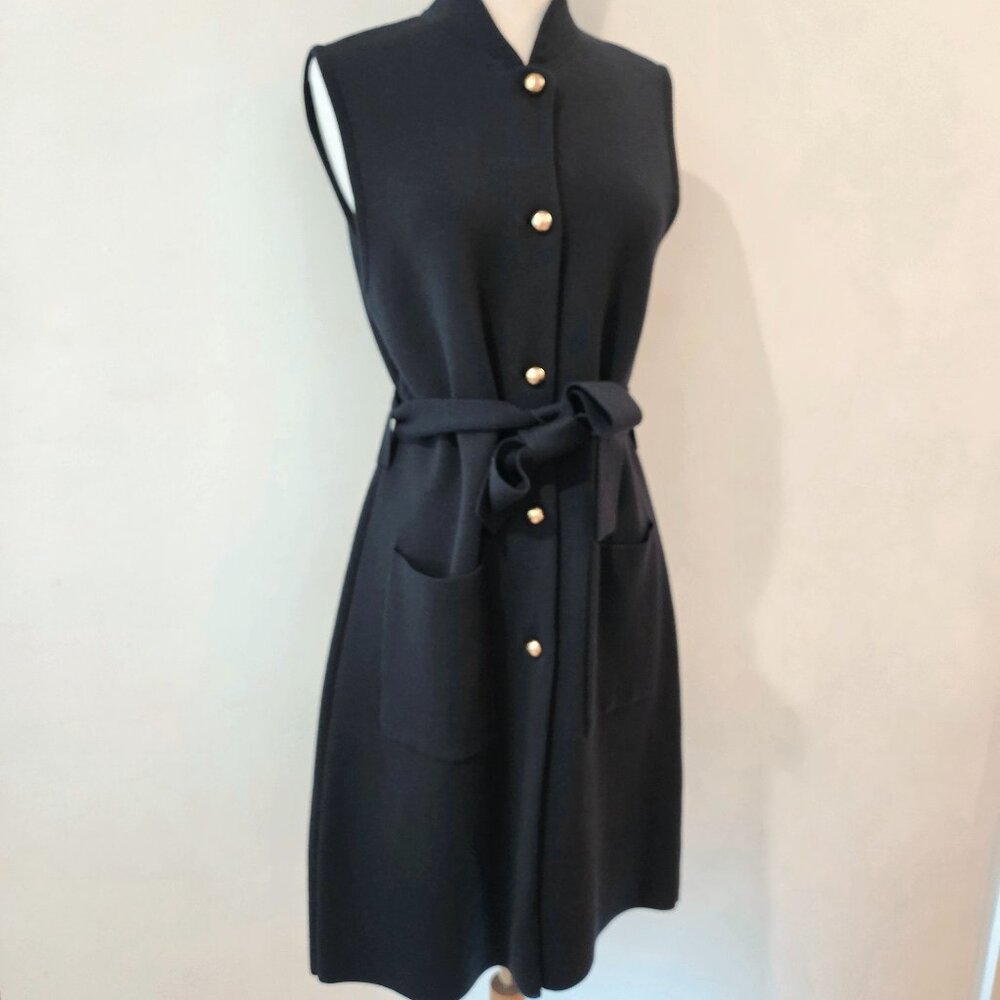 Tory Burch Wool Long Belted Sweater Vest